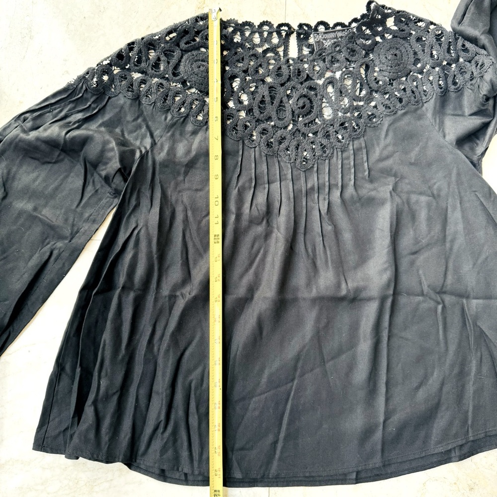 Johnny Was Cielito Modal blouse black crochet size XS - Picture 7 of 11